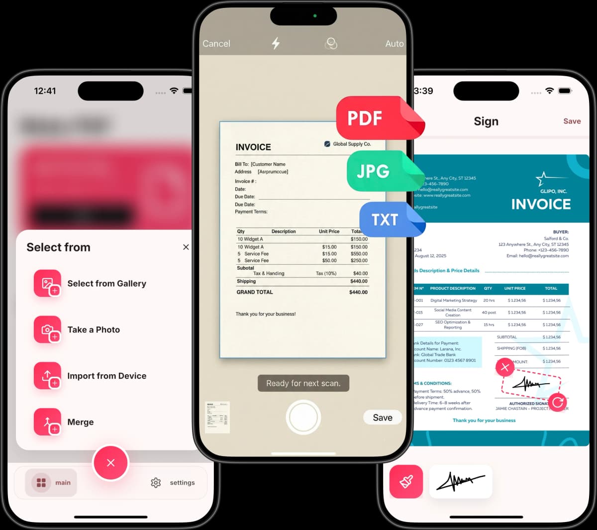 PDF Scanner app scanning a document on iPhone
