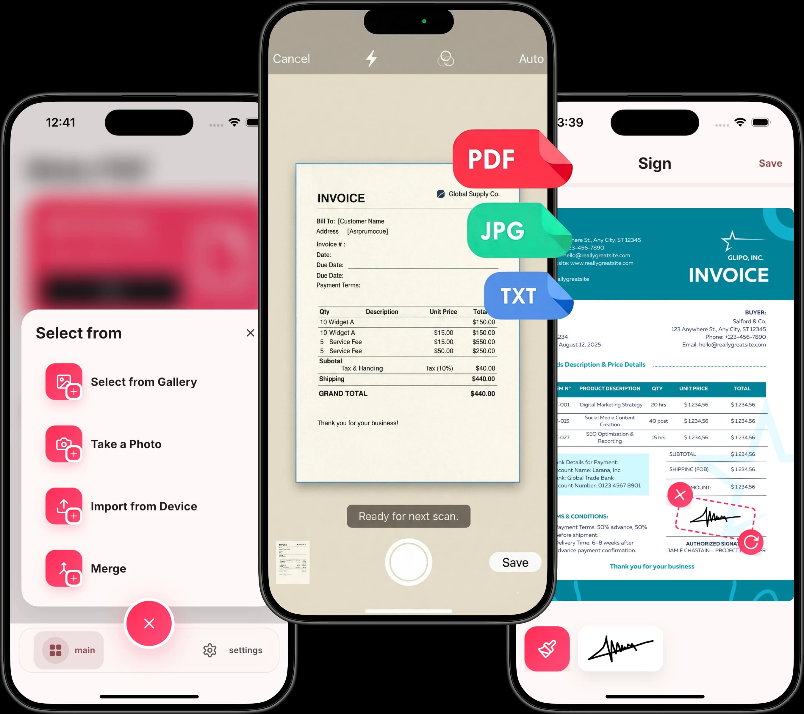 PDF Scanner app scanning a document on iPhone